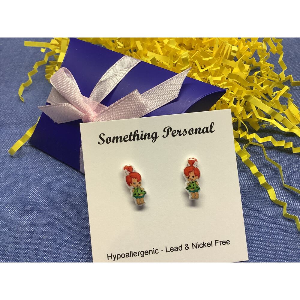 Pebbles - Flintstones Cartoon Inspired Stud Earrings - Chibi Cute